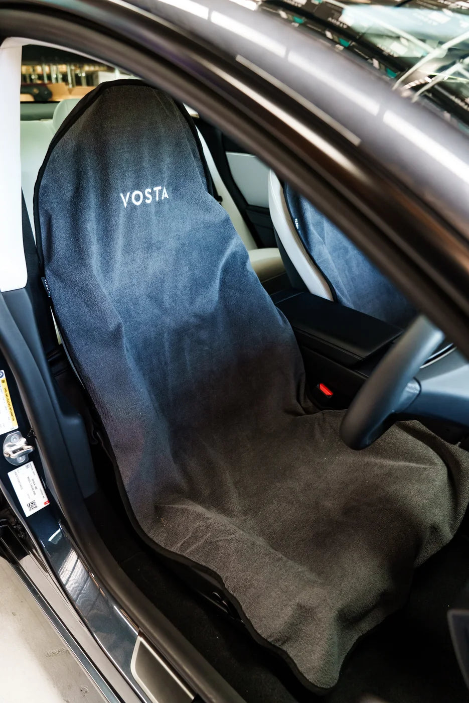 HydroShield seat cover in Graphite Grey on a front seat