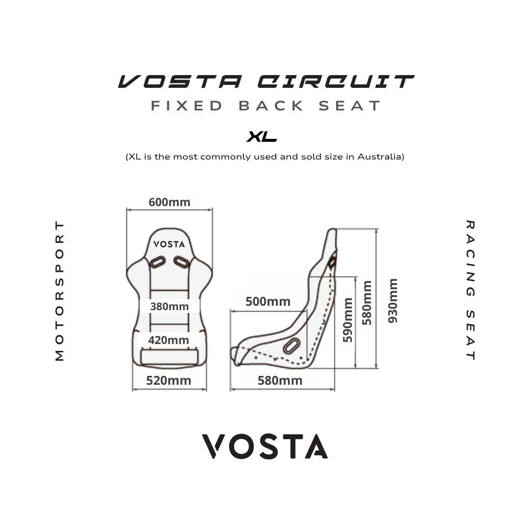 VOSTA Circuit Alcantara Bucket Seat - Fixed