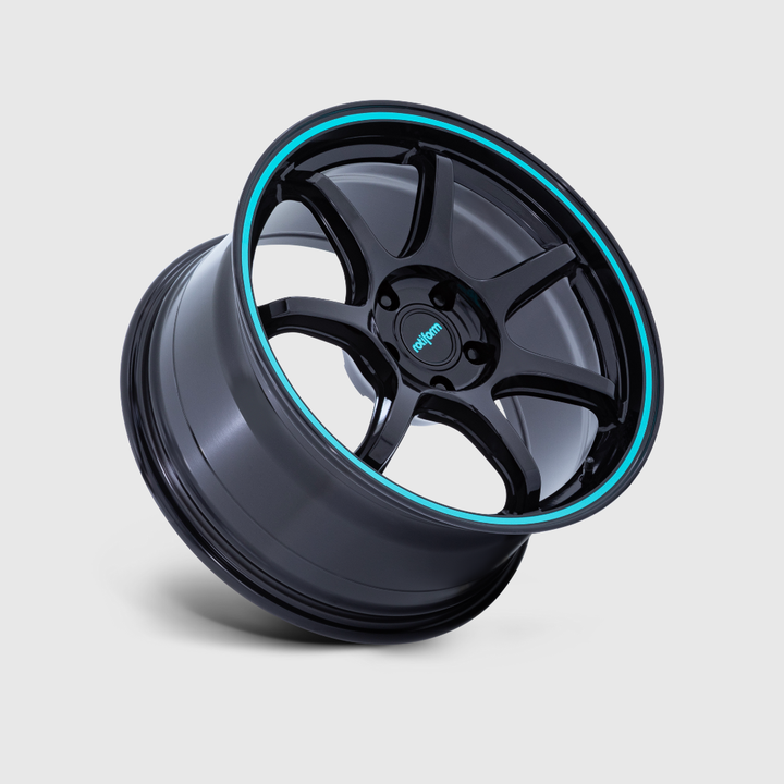 Rotiform RC208 BPU Flow Formed GLOSS BLACK W/ TEAL STRIPE