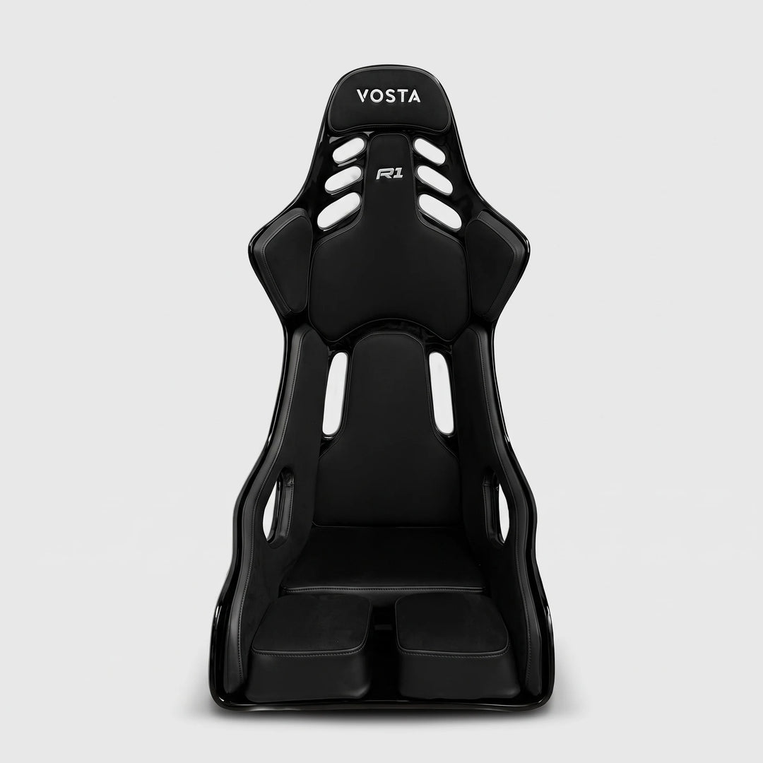 VOSTA R1 FRP bucket seat in Black/White, front view