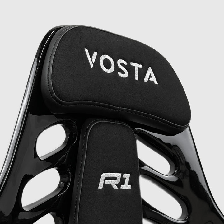 VOSTA R1 FRP headrest and R1 badge detail