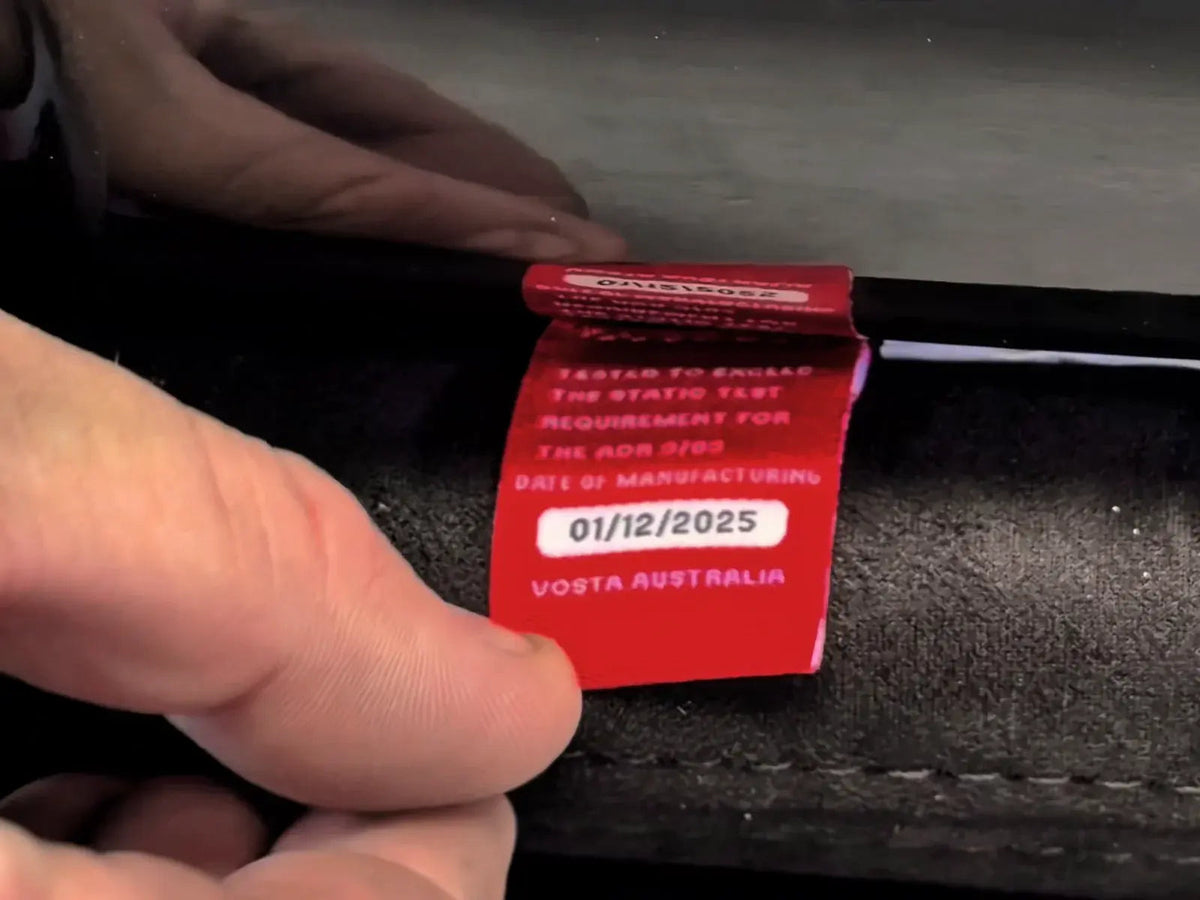 ADR compliance tag on a VOSTA seat