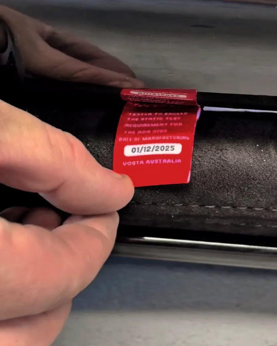 ADR compliance tag on a VOSTA seat